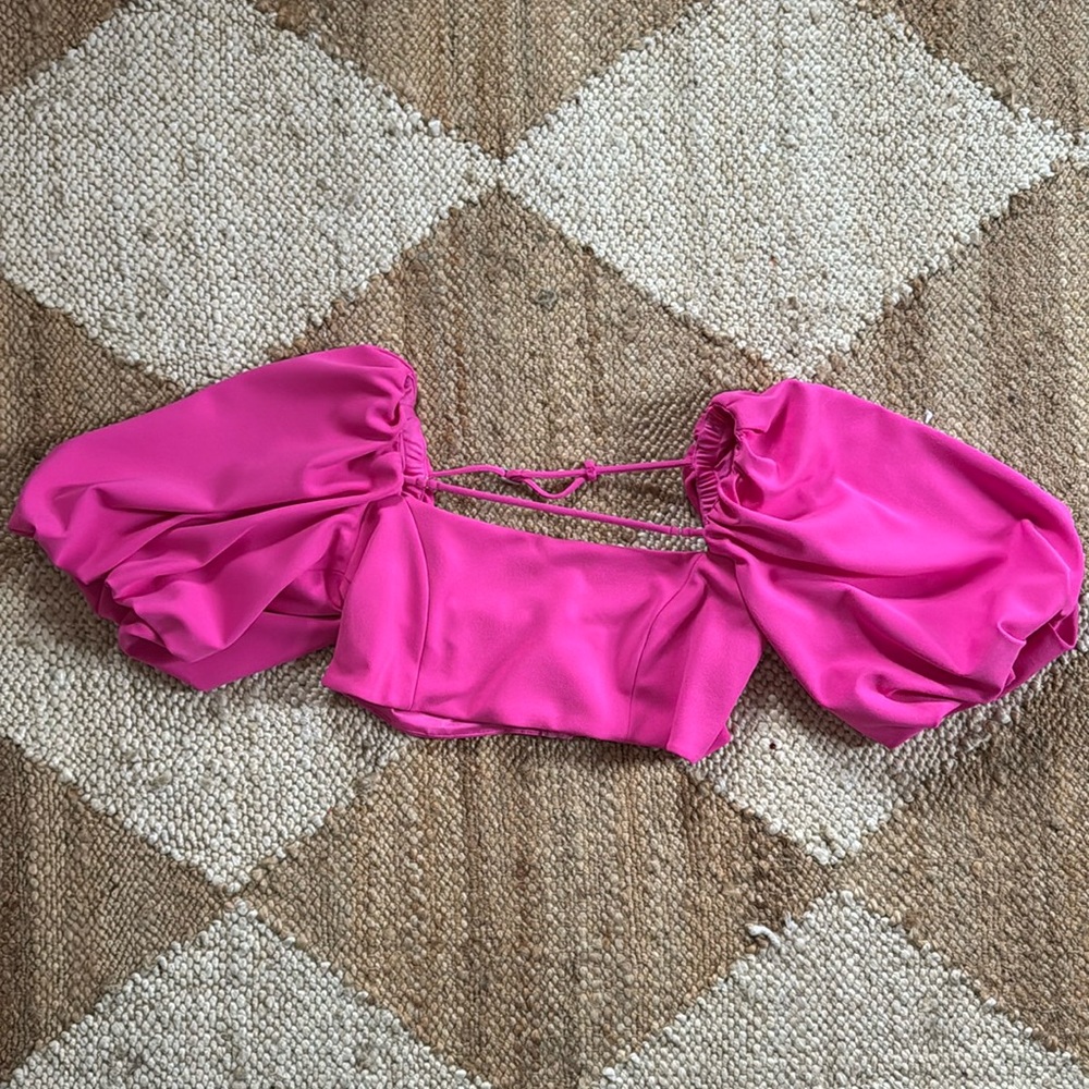 Zara cropped top with balloon sleeves